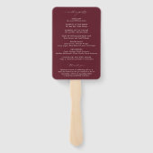 Éventail Programme de mariage élégant de Bourgogne classiqu (Dos)