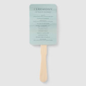 Éventail Programme de mariage élégant de l'aquarelle verte  (Devant)