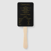 Éventail Programme de mariage élégant en or noir (Dos)