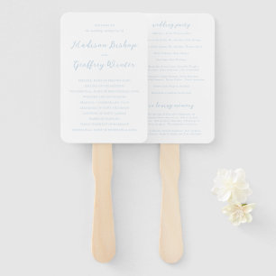 Éventail Programme de mariage élégant en poudre bleue avec