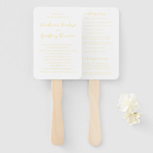 Éventail Programme de mariage élégant en script gras jaune