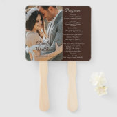 Éventail Programme de mariage élégant espresso et écriture (Devant et derrière)