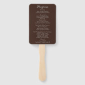 Éventail Programme de mariage élégant espresso et écriture (Dos)