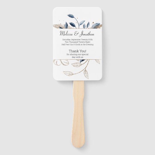 Éventail Programme de mariage élégant et floral moderne en  (Devant)