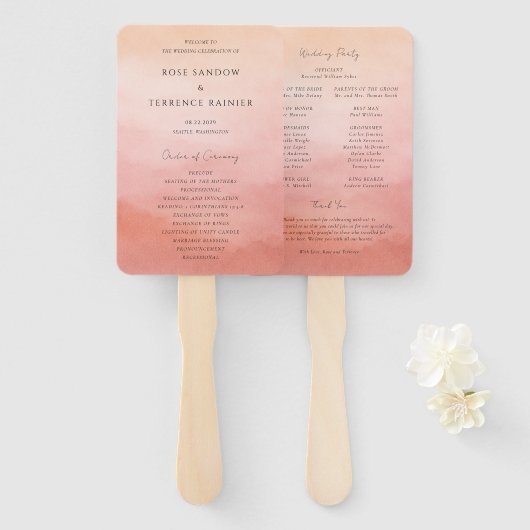 Éventail Programme de mariage élégant et moderne de style c (Devant et derrière)