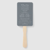 Éventail Programme de mariage élégant Fleurs Bleu Poussiére (Dos)