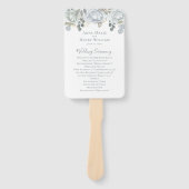 Éventail Programme de mariage élégant Fleurs Bleu Poussiére (Devant)