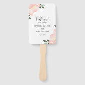 Éventail Programme de mariage élégant floral aquarelle rose (Devant)