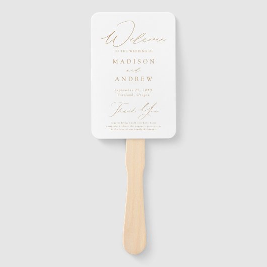 Éventail Programme de Mariage Elegant Gold Script (Devant)