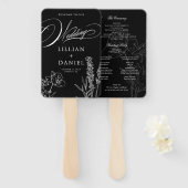 Éventail Programme de mariage élégant gothique à fleurs sau (Devant et derrière)
