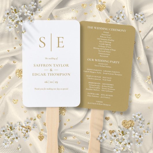 Éventail Programme de mariage élégant moderne à monogramme