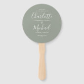 Éventail Programme de mariage élégant moderne vert sauge (Devant)