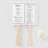Éventail Programme de mariage élégant noir et blanc (Devant et derrière)
