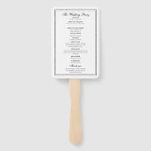 Éventail Programme de mariage élégant noir et blanc (Dos)