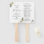 Éventail Programme de mariage élégant or et verdure (Devant et derrière)