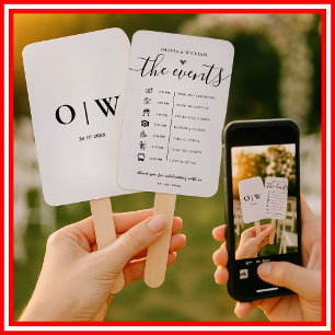Éventail Programme de Mariage Élégant Ordre des Événements