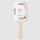 Éventail Programme de mariage élégant poussiéreux rose flor (Devant)