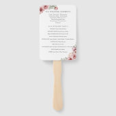 Éventail Programme de mariage élégant poussiéreux rose flor (Dos)