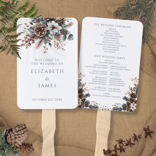 Éventail Programme de mariage Élégant Rustique Floral aux p
