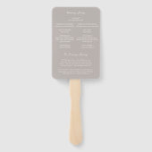 Éventail Programme de mariage élégant Simple Taupe (Dos)