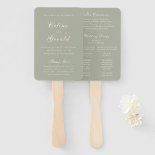 Éventail Programme de mariage élégant vert muet classique