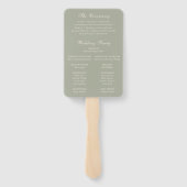Éventail Programme de mariage élégant vert muet classique (Dos)