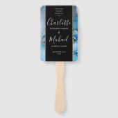 Éventail Programme de mariage en agate bleue avec écriture (Devant)