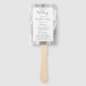Éventail Programme de mariage en agate gris blanc or (Devant)
