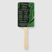 Éventail Programme de mariage en agate pailletée verte et a (Dos)