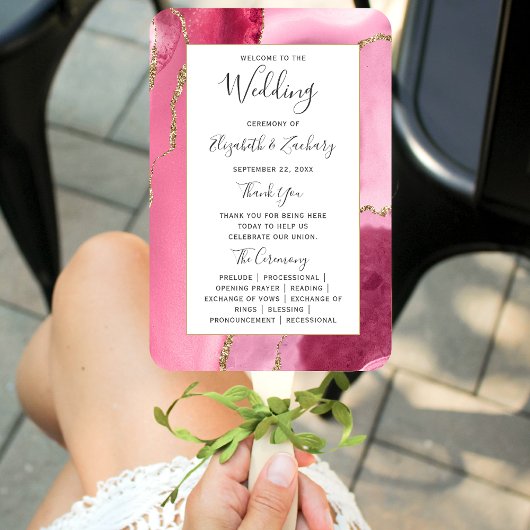 Éventail Programme de mariage en Agate Rose Gold