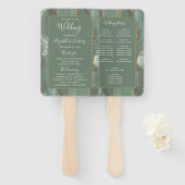 Éventail Programme de mariage en Agate Vert Sauge Or (Devant et derrière)