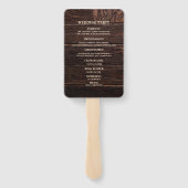 Éventail Programme de Mariage en Bois Brun Foncé Rustique (Dos)