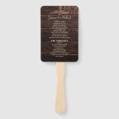 Éventail Programme de Mariage en Bois Brun Foncé Rustique (Devant)