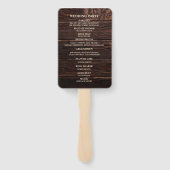 Éventail Programme de mariage en bois brun foncé rustique (Dos)