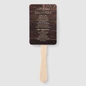 Éventail Programme de mariage en bois brun foncé rustique (Devant)