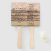 Éventail Programme de mariage en bois rose rustique et lant (Devant et derrière)