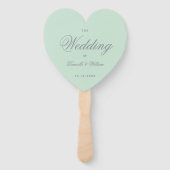Éventail Programme de mariage en calligraphie gris vert men (Devant)