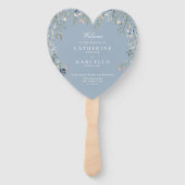 Éventail Programme de mariage en cascade florale bleu pouss (Devant)