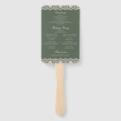 Éventail Programme de mariage en dentelle florale vert saug (Dos)