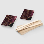 Éventail Programme de mariage en faux agate pailleté rouge (Non-assemblé)