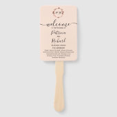 Éventail Programme de mariage en feuille d'or rose pêche év (Devant)