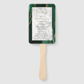 Éventail Programme de mariage en marbre de nacre vert émera (Devant)