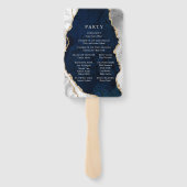 Éventail Programme de mariage en marbre Navy, blanc et agat (Dos)