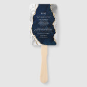 Éventail Programme de mariage en marbre Navy, blanc et agat (Devant)