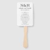 Éventail Programme de mariage en noir et blanc avec monogra (Devant)