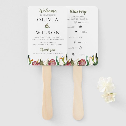 Éventail Programme de mariage et calendrier de verdure trop (Devant et derrière)