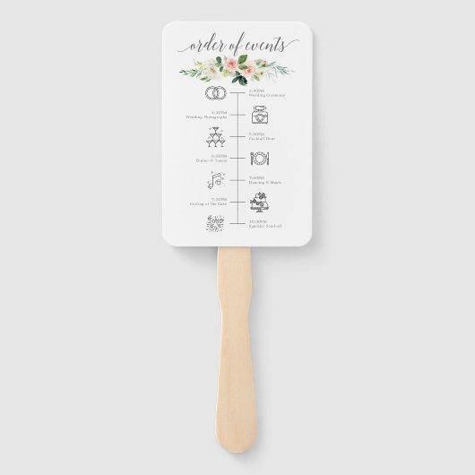 Éventail Programme de mariage et calendrier des fleurs blan (Dos)