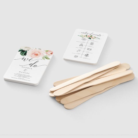 Éventail Programme de mariage et calendrier des fleurs blan (Non-assemblé)