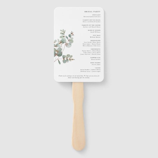 Éventail Programme de mariage Eucalyptus (Dos)
