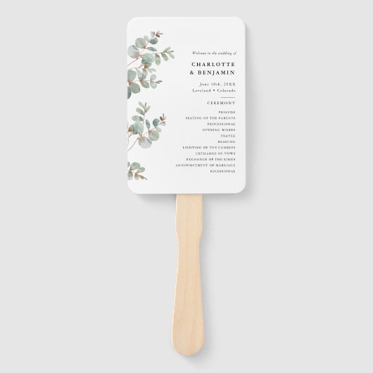 Éventail Programme de mariage Eucalyptus (Devant)